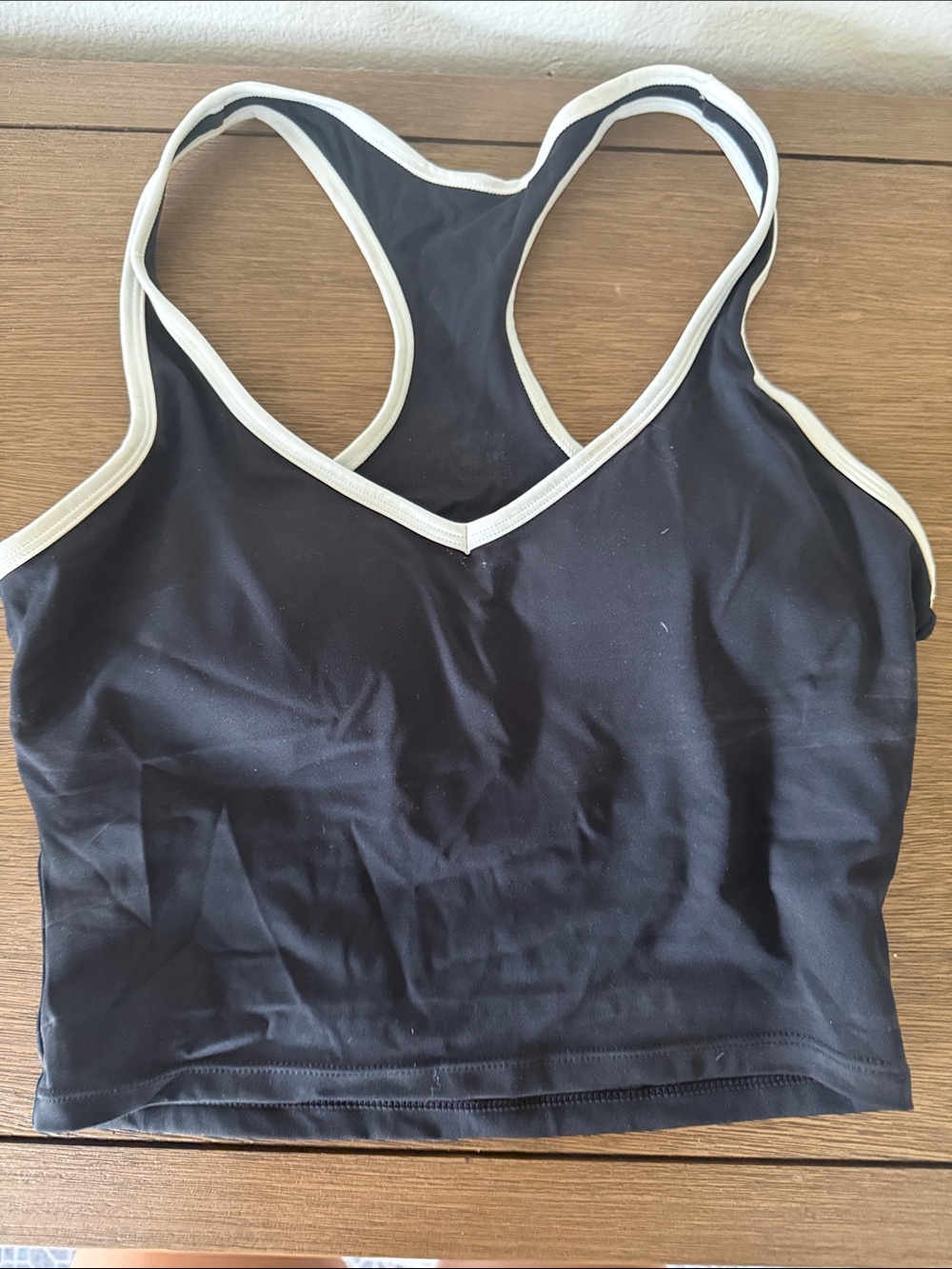 Black Racerback Crop Tank with white Trim